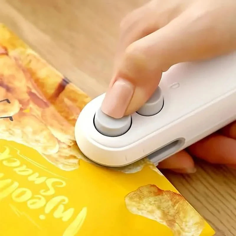 2-in-1 Mini Bag Sealer For Snacks, USB Rechargeable Plastic Heat Sealer With Cutter