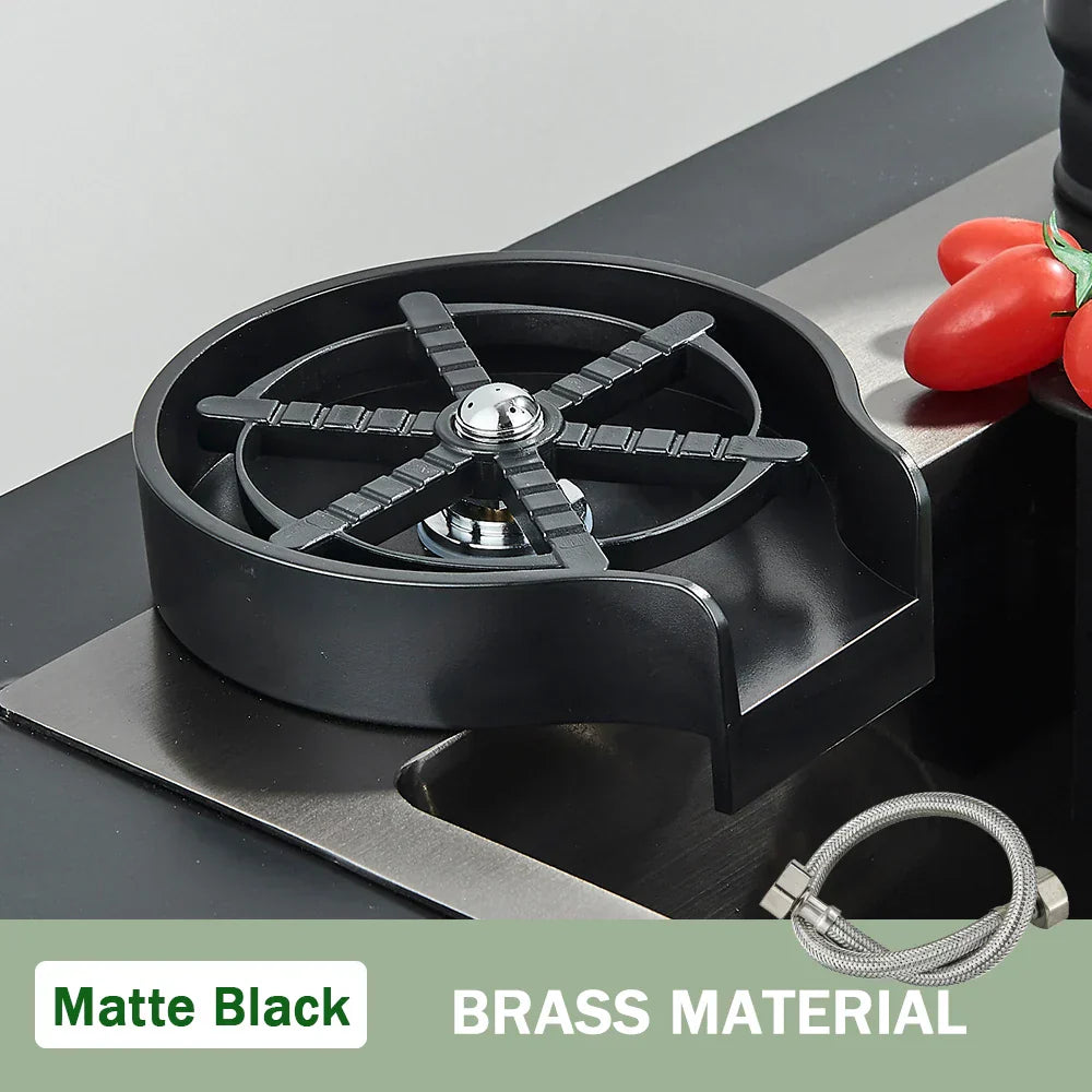 DecorBites™ Glass Cup Washer: Automatic High Pressure Coffee Tea Cleaner Sink Tool