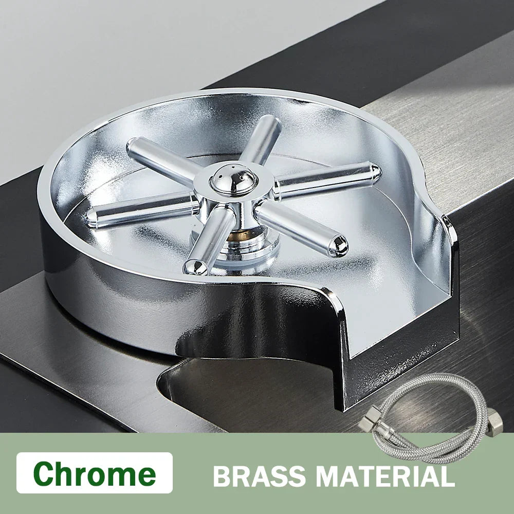 DecorBites™ Glass Cup Washer: Automatic High Pressure Coffee Tea Cleaner Sink Tool