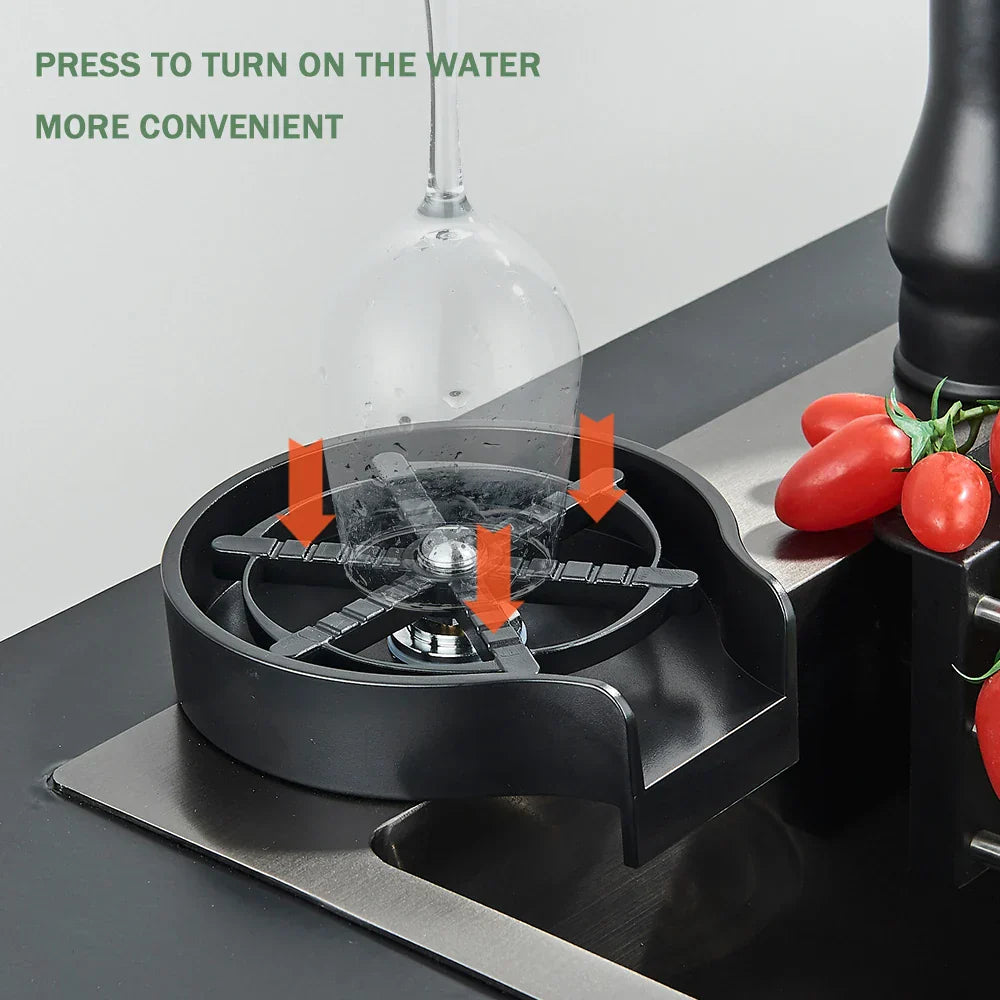 DecorBites™ Glass Cup Washer: Automatic High Pressure Coffee Tea Cleaner Sink Tool