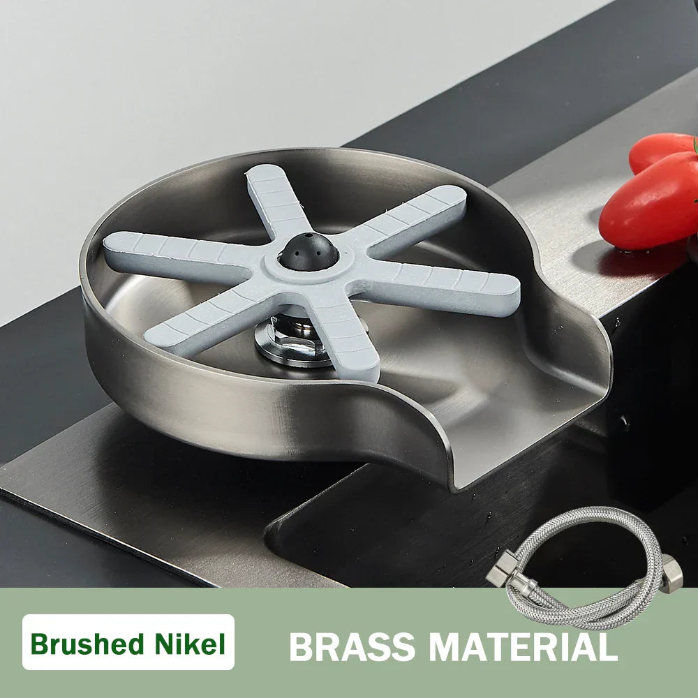 DecorBites™ Glass Cup Washer: Automatic High Pressure Coffee Tea Cleaner Sink Tool