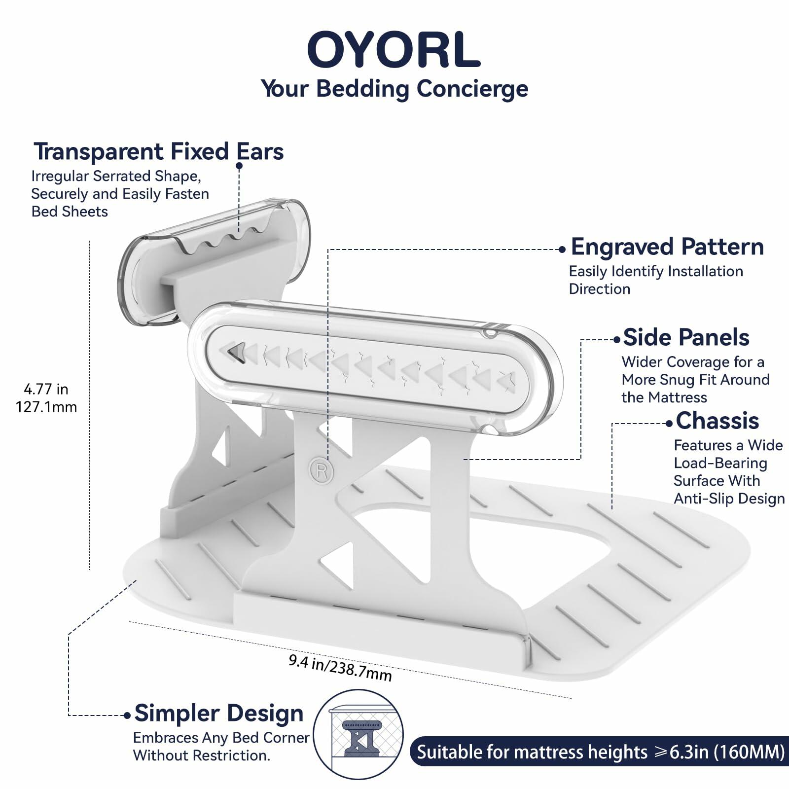 OYORL Lock & Secure Bed Sheet Holders No-Slip Clips White Standard Size