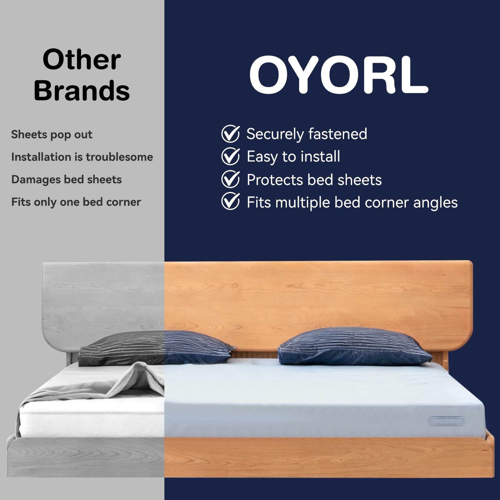 OYORL Lock & Secure Bed Sheet Holders No-Slip Clips White Standard Size